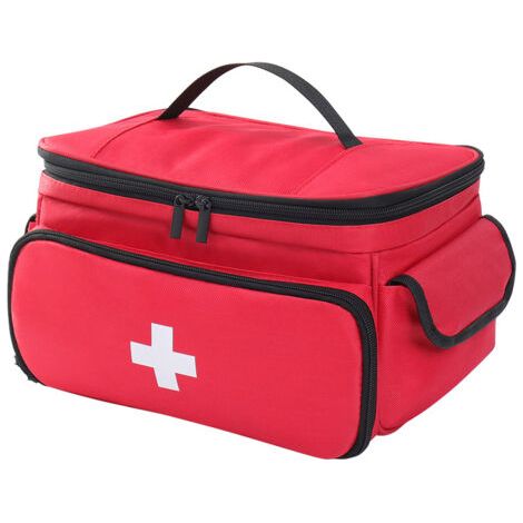 Trousse à pharmacie portable vide, étui de rangement pour pilules et médicaments, trousse de premiers secours d'urgence 28 x 19 x 16 cm. Idéale pour la voiture, la maison, le bureau et les activités d (1/3)