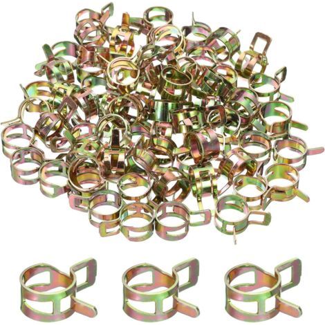 BUNTHAUS Lot de 100 colliers de serrage à ressort pour tuyau de carburant de 15 mm, colliers de serrage à air basse pression, colliers de serrage pour tuyau d'eau et tuyau d'air (1/4)