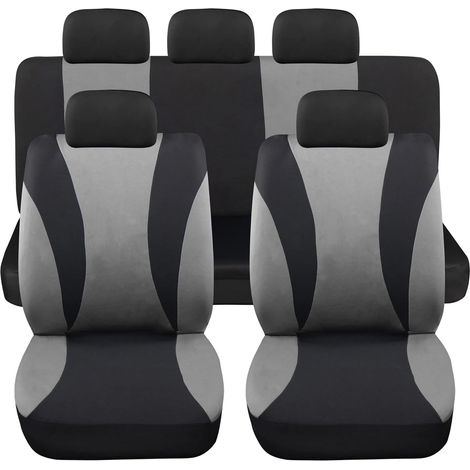 Lupex shop - Coprisedili auto universali modello LS06, set anteriori e posteriori, NO SUV, colore Grigio (1/4)