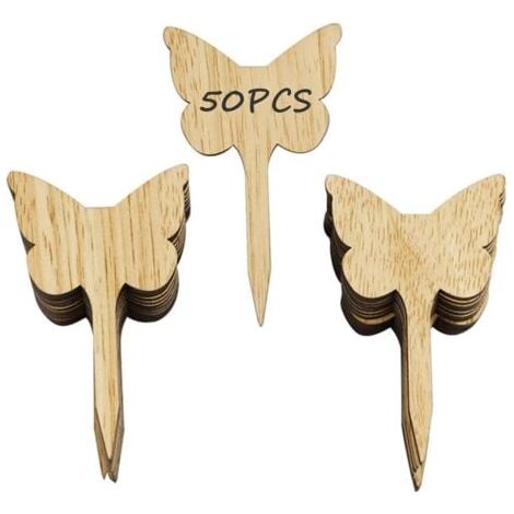 Étiquettes botaniques pour plantes en bambou (papillon), étiquettes de pépinière pour plantes de jardin, cour, extérieur et serre, 50 pièces (1/5)