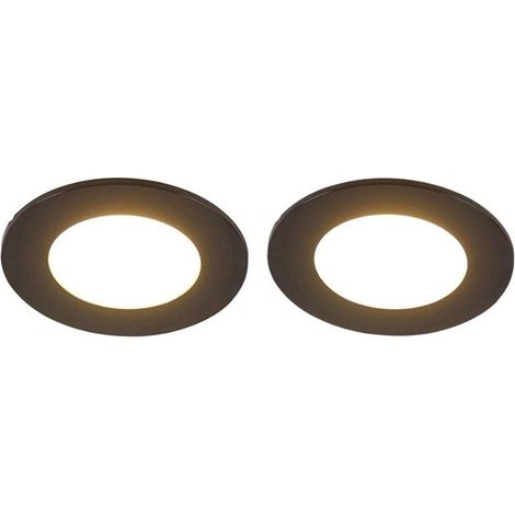 QAZQA Blanca Spot encastré - set de 2 - 9x9cm - LED incl. - 3 niveaux de gradation - IP44 - noir mat (1/5)