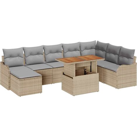 Garden Sofa Set 9 pcs Beige Poly rattan vidaXL (1/5)