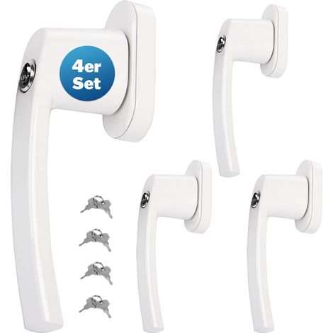 MONZANA® Poignée de fenêtre verrouillable à clés sécurité enfants poignée de sécurité pour fenêtre acier inoxydable 4x blanc