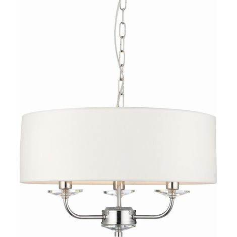Endon Nixon - Placca di nichel a 3 bracci multibraccio a soffitto, effetto seta bianca, E14 (1/5)