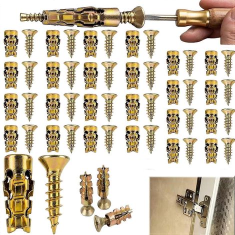 Kit de vis d'expansion courtes 6×14 mm pour réparation charnières meubles et restauration filetages endommagés (1/5)