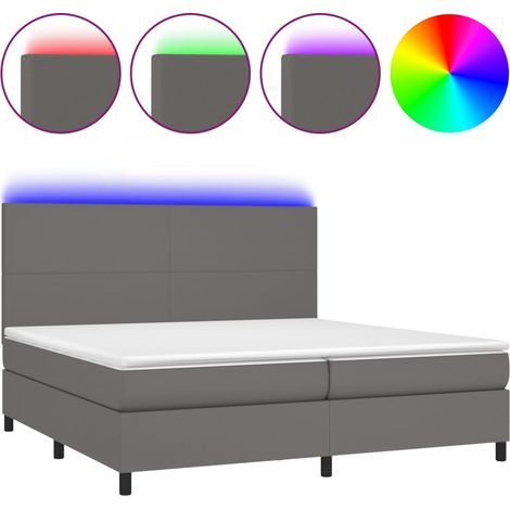 Maison Exclusive - Giroletto Molle con Materasso e LED Grigio 200x200cm Similpelle (1/5)