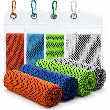 Serviette Rafraichissante, Serviette Microfibre 4 Pcs 30x80cm, Serviette Glacee, Douce Absorbante Sans Odeur Sechage Rapide pour Randonnee, Yoga, Gym, Fitness