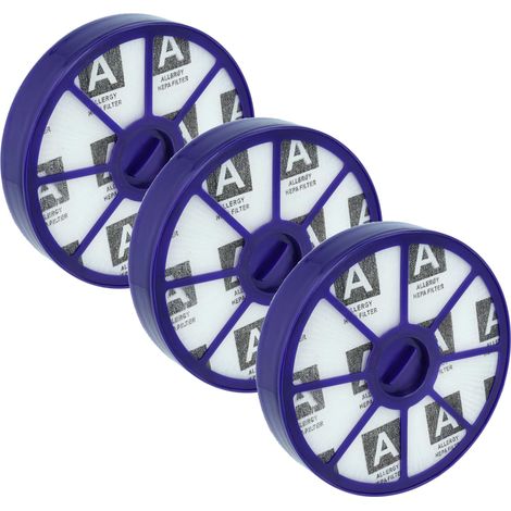 vhbw 3x Staubsaugerfilter kompatibel mit Dyson DC20, DC21, DC08, DC19, DC29, DC04, DC05 Staubsauger - HEPA-Filter Weiß Lila