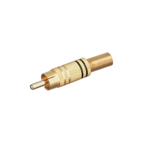 Conector RCA Macho Metal Dorado Aros Negro (1/2)