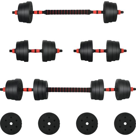 2-in-1 Dumbbell Set 30kg Black and Red vidaXL