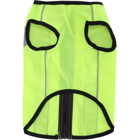 Jeffergarden Vêtements de sécurité de nuit pour animaux de compagnie, veste brillante, gilet léger réfléchissant, fermeture éclair pour chiens, vert fluorescent S (1/4)