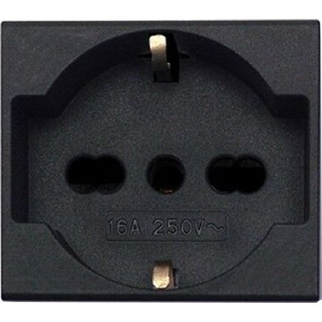 Toma unel Bipasso 2P+T 10/16A Negro AVE 45390/15TS