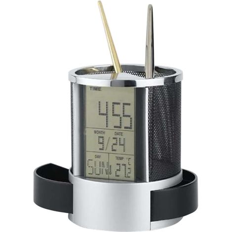 Stiftehalter Am Boden mit Elektronischer Uhr und (1/5)