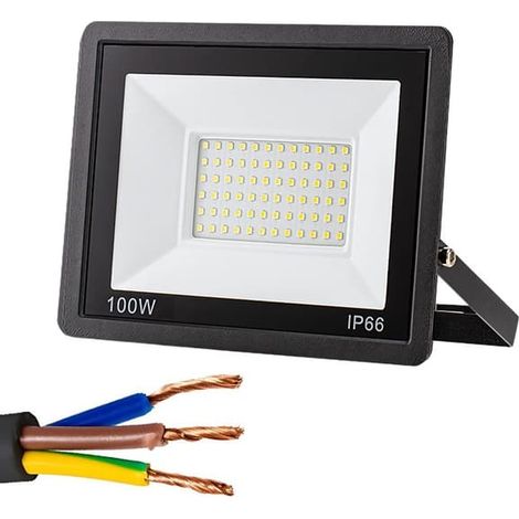 Projecteur halogène LED 100 W 6000 K étanche IP66 pour extérieur (1/5)