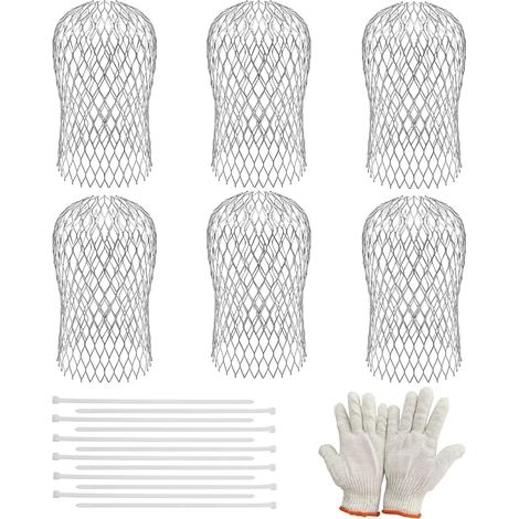 6 Piece Gutter Filter - Rain Barrier, Anti Rust Barrier, Anti Drop Protection, Durable Roof Barrier Anti Blocking, Downpipe Diameter 3-15cm (1/5)
