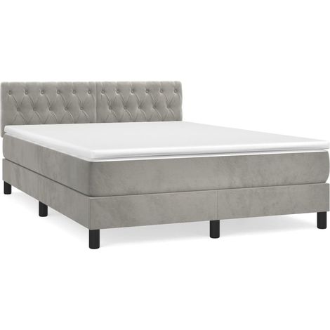 Maison Exclusive - Cama box spring con colchón terciopelo gris cl (1/5)