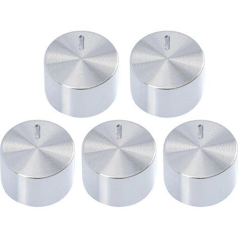Lot de 5 boutons de commande de brûleur de qualité supérieure pour cuisinière, en alliage d'aluminium.-3.5x3.5cm-Silver (1/4)