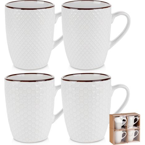Ceramic mugs white 400 ml 4 pcs (1/5)