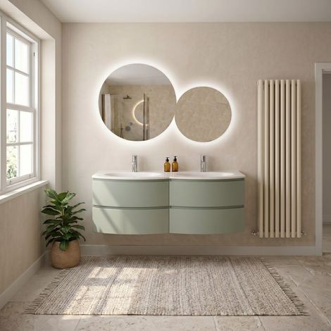 Mobile Bagno Sospeso 140 Cm Curvo Verde Salvia Moderno  Los Angeles