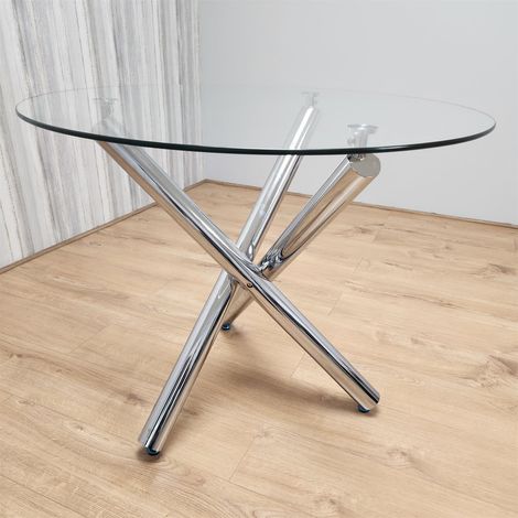 Dining Table Clear Glass Kitchen Place for 4 Seats, Dining Table Only (Clear H 75 x L 90 x W 90 cm) (1/5)