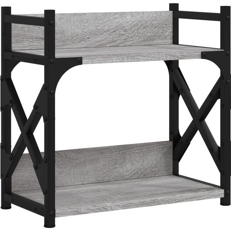Support d'imprimante à 2 niveaux Sonoma gris 40x20x40 cm