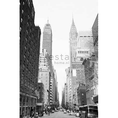 papier peint panoramique vue sur les rues de New York noir et blanc - ESTAhome (1/5)
