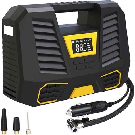 Compresseur d'air portable 12v Pompe à air CC, manomètre numérique, pompe de pneus de voiture de 150 psi avec lumière LED d'urgence (1/4)