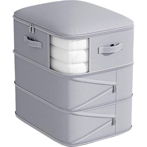 Scomparti per piumoni, organizer per vestiti, contenitore stagionale, materiale resistente all'umidità, 26,4 x 21,7 x 4,8 cm (L x P x A), grigio (1/5)