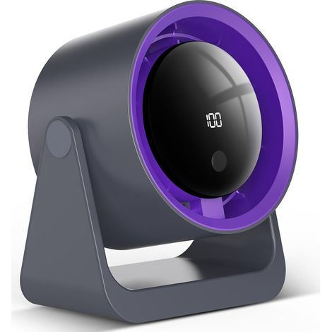 Ventilateur de Bureau, Ventilateur de Table Silencieux, Mini Ventilateur USB,Rechargeable 1800mAh, Rotation 360°,Écran LED Petit Ventilateurs pour Chambre, Bureau, Camping, Maison-Nero (1/5)