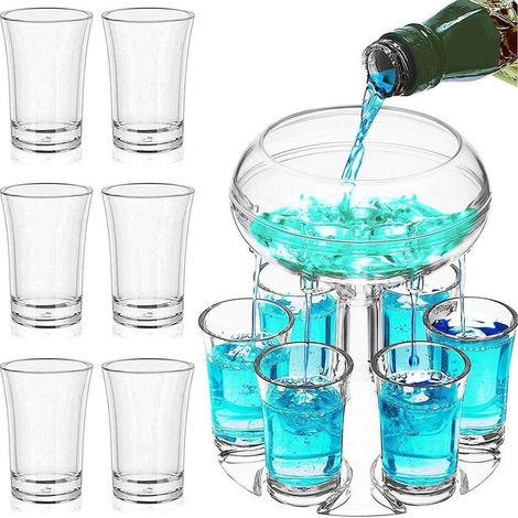 Schnapsspender mit 6 Gläsern, Getränkeausgießer für Gin, Whisky, Partyzubehör (1/5)