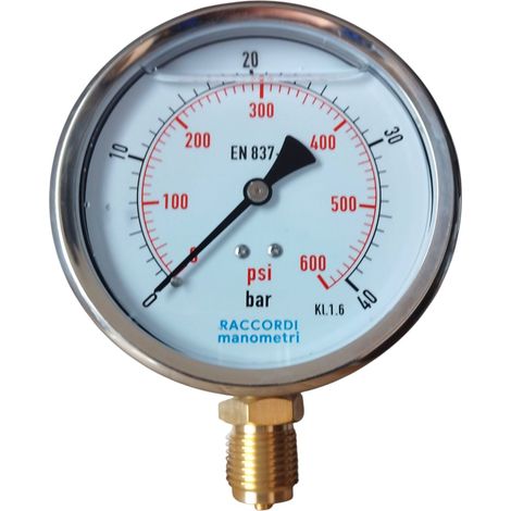 Manometro inferiore MG1-100 40 bar filettatura 1/2" (1/5)