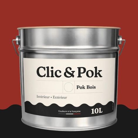 Peinture Bois Extérieur – POK BOIS - 10L - RAL 3013 - Rouge tomate- Résistante aux intempéries - Ne s'écaille pas (1/4)