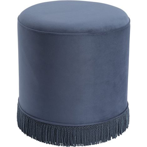 Santos Small Pouffe - Velvet/Fringe - L41 x W41 x H44 cm - French Blue