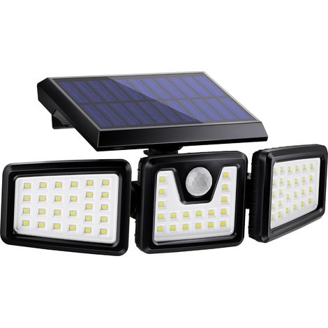 Lampe Solaire Exterieur, Lumière Solaire Extérieure avec Détecteur de Mouvement 70 LED, IP65 Étanche Projecteur Solaire Extérieur 3 Têtes pour Jardin (1/5)