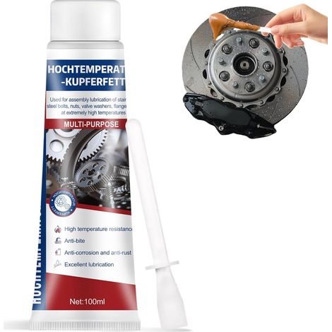 Graisse Cuivre, Copper Grease, Graisse Etrier de Frein, Résistance aux Hautes Températures, Résistant à L'usure, Convient au Bruit du Système de Freinage des Voitures et Motos - 100g (A) (1/5)