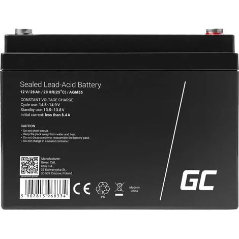 batería green-cell agm55 12V 28Ah AGM sin mantenimiento (1/3)