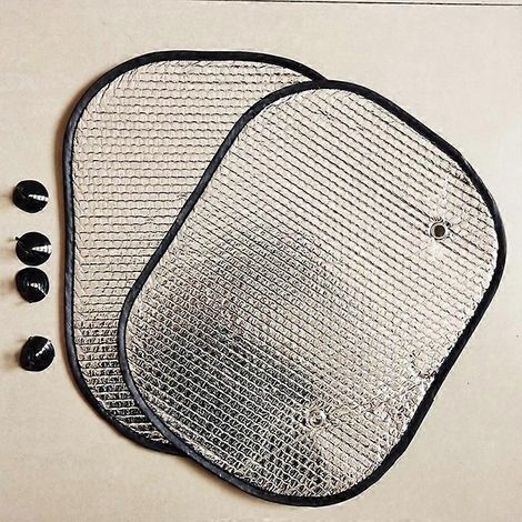 1 paire de films solaires double face à bulles pour voiture, protection solaire estivale, isolation thermique, pare-soleil pour vitres latérales, rideau en aluminium (1/5)