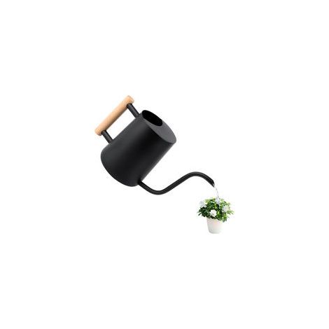 Arrosoir en acier inoxydable, petit modèle, manche en bois, noir, nouveau vaporisateur métallique pour plantes d'intérieur, 1000 ml (1/5)
