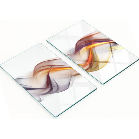 Tablas de cocina de vidrio templado con gr谩ficos abstractos de olas, 2x30x52 cm. (1/5)