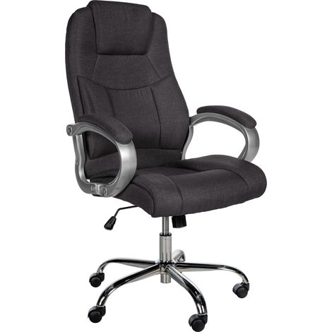 Chaise de bureau sur roulettes ergonomique en tissu gris foncé et métal chromé avec accoudoirs 100007069 (1/5)