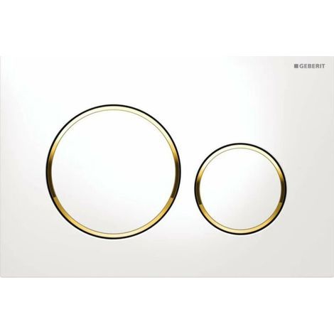 Plaque de déclenchement Geberit Sigma20 pour rinçage double touche: blanc, doré (115.882.KK.1) (1/4)