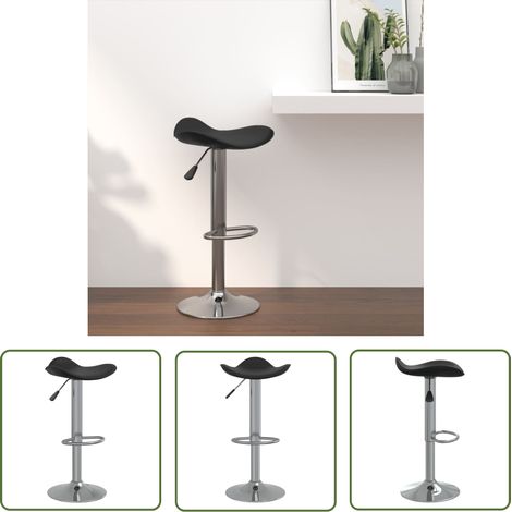 The Living Store Tabouret de bar Noir Acier chromé et cuir artificiel - Tabouret De Bar - Tabouret De Comptoir - Chaise De Bar - Chaise De Comptoir - Mobilier De Cuisine (1/5)