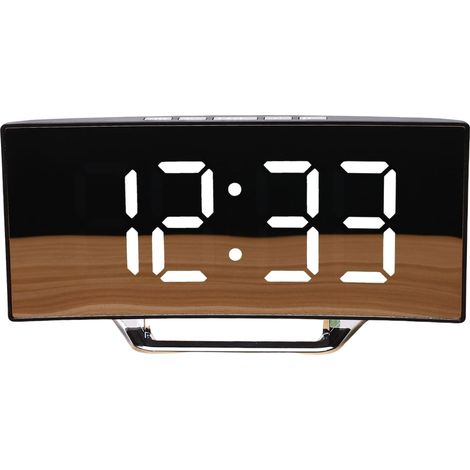 Digitaler Wecker mit 7-Zoll-LED-Spiegeldisplay (weiß), 2 Helligkeitsstufen, Temperaturanzeige, Datumsanzeige, Nachtlicht, USB-Anschluss, Speicherfunktion und 12/24-Stunden-Anzeige. (1/5)