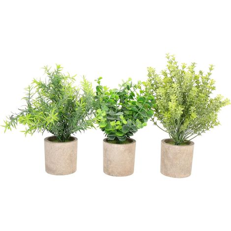 3pièces Fausses Plantes Artificielles Pot Bonsaïs Imitation Réalistes pour Décoration Intérieure Maison ou Bureau (1/5)