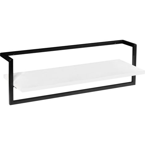 Toallero con espacio de almacenaje para artículos de baño estante práctico de pared de hierro negro Betania