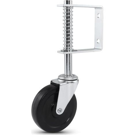 Roulettes de porte à ressort, roues de porte en caoutchouc robustes de 4 pouces (10 cm) supportant jusqu'à 220 lb (100 kg) avec ressorts (1/5)