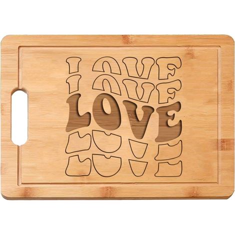 Planche à découper "LOVE" gravé – Cadeau personnalisé en bambou (1/5)
