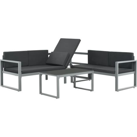 Maison Exclusive - 3-tlg. Garten-Lounge-Set mit Kissen Aluminium