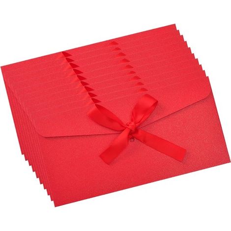 10 mini buste con chiusura a nastro per biglietti, regali e matrimoni, rosse (1/5)