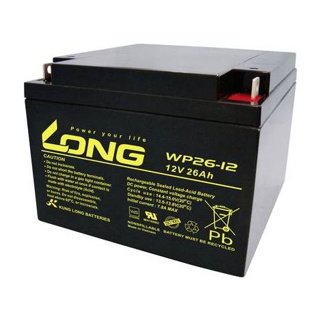 Long WP26-12 WP26-12 Batterie au plomb 12 V 26 Ah plomb (AGM) (l x H x P) 166 x 125 x 175 mm raccord à vis M5 certification VdS, auto-décharge rédu Y860052 (1/2)